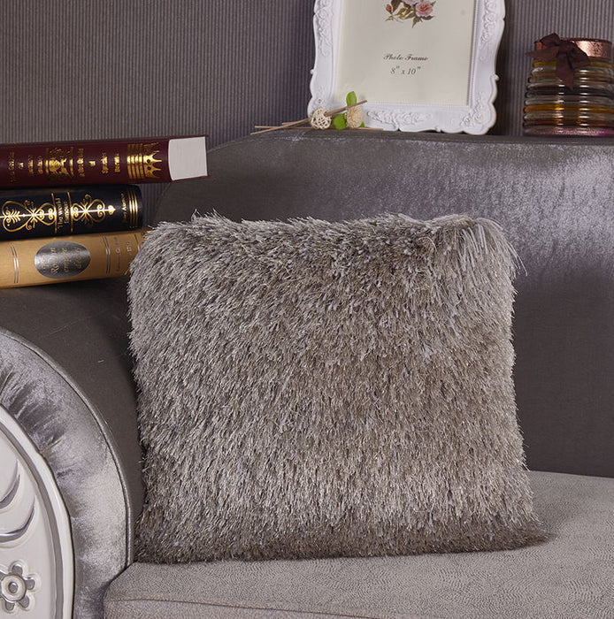 Decorative Shaggy Pillow With Lurex (18 In X 18 In) - Silver