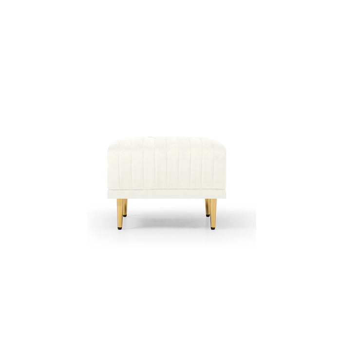 Contemporary Velvet Upholstered Accent Chair And Ottoman Set With Deep Channel Tufting - Cream