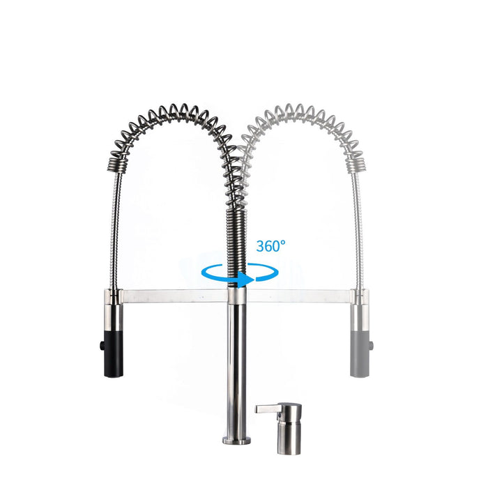 Commercial Pull Down Single Handle Kitchen Faucet Brushed Nickel