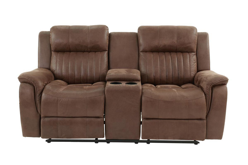 Contemporary Manual Motion Loveseat Console 1 Piece Couch Living Room Furniture Dark Coffee Breathable Leatherette