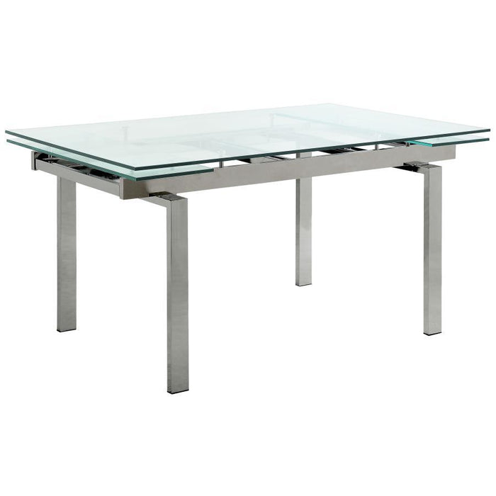 Wexford - Glass Top Extension Leaf Dining Table - Chrome