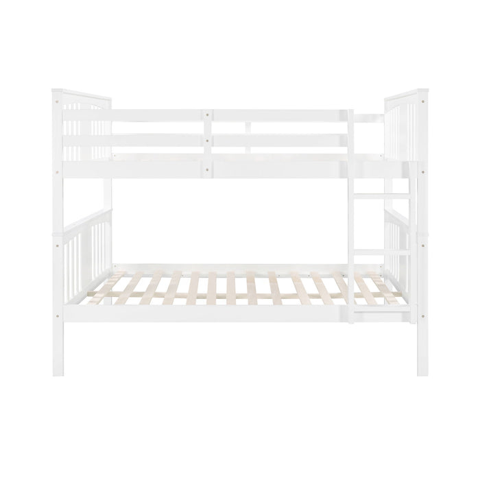 Full Over Full Bunk Bed With Ladder For Bedroom, Guest Room Furniture White