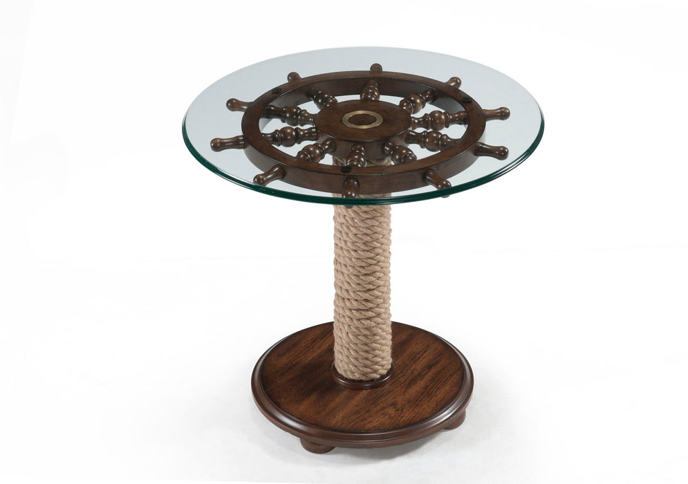 Beaufort - Round Accent Table With Base And Glass Top - Dark Oak