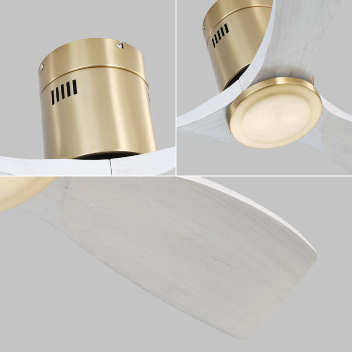 Low Profile Ceiling Fan Dc 3 Solid Wood Fan Blade Noiseless Reversible Motor Remote Control With Light