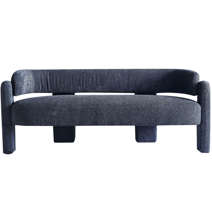 Wide Boucle Upholstery Modern Sofa For Living Room Dark Grey