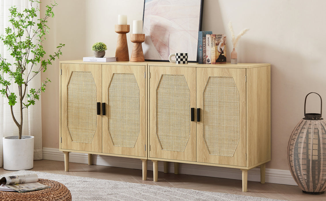 Kitchen Storage Cabinets With Rattan Decorative Doors, Buffets, Wine Cabinets, Dining Rooms, Hallways, Cabinet Console Tables, Natural