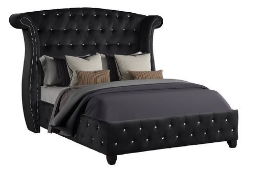 Sophia King 5 Pieces Upholstery Bedroom Set Made With Wood In Black