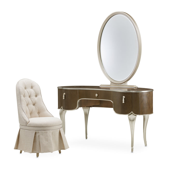 Villa Cherie Vanity Set with Mirror & Chair - Hazelnut