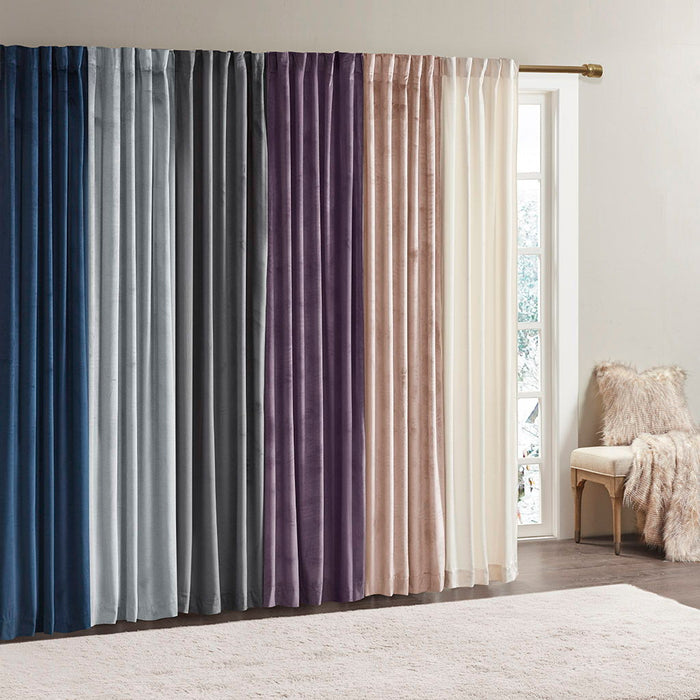 Room Darkening Poly Velvet Rod Pocket / Back Tab Curtain Panel Pair - Ivory