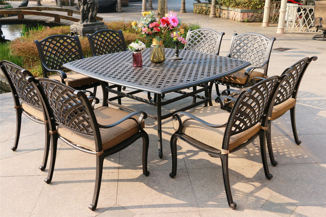 Square 8 Person 63.98" Long Dining Set With Cushions Dupione Brown