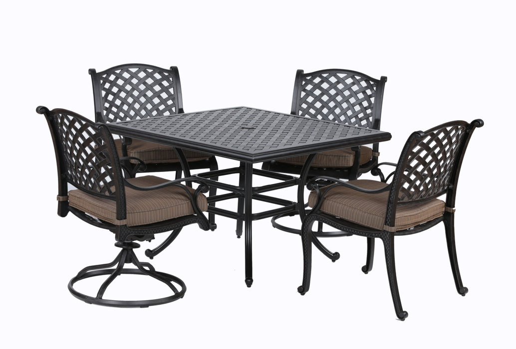 Square 4 Person 44" Long Aluminum Dining Set With Cushions