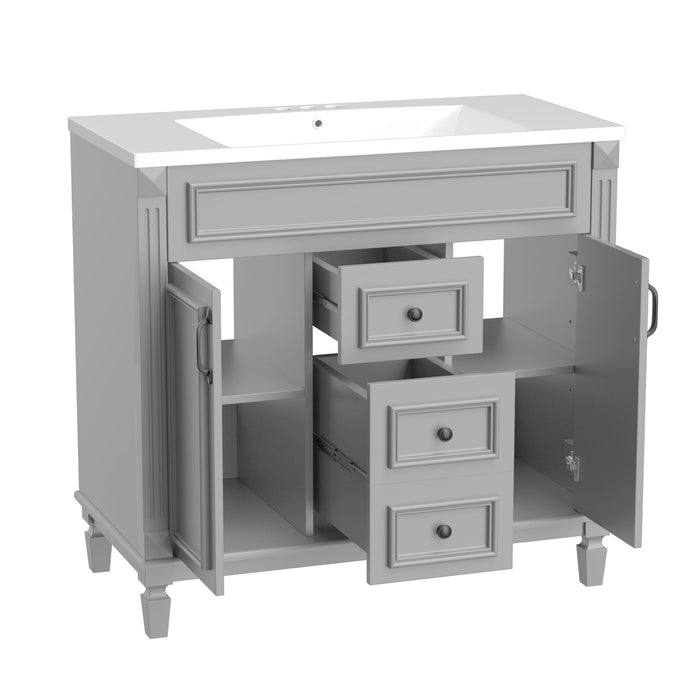 Bathroom Vanity Without Top Sink, Cabinet Only, Modern Bathroom Storage Cabinet With 2 Soft Closing Doors And 2 Drawers (Not Include Basin Sink)