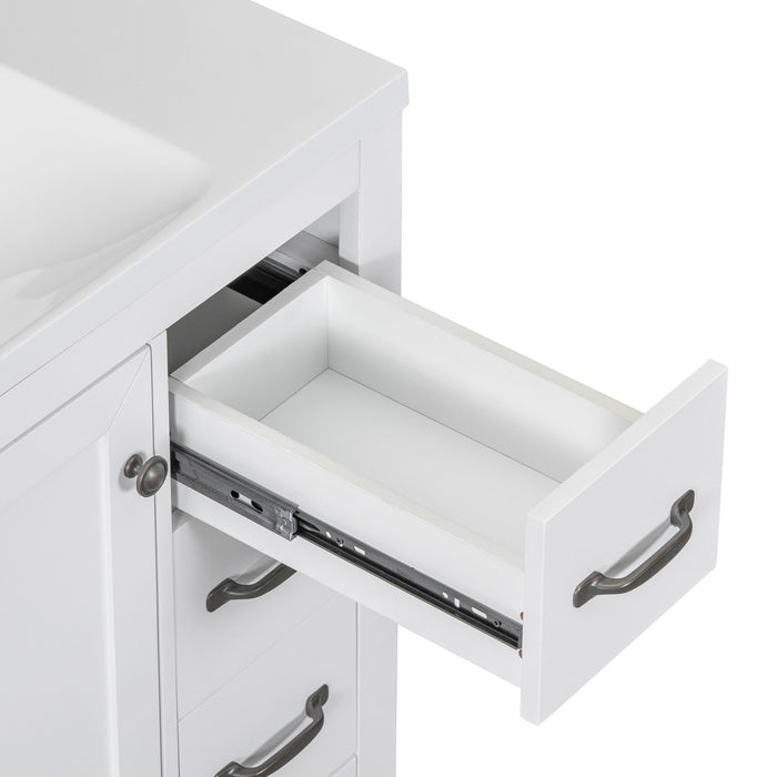 36" Bathroom Vanity With Sink Combo, Six Drawers, Multi-Functional Drawer Divider, Adjustable Shelf, White