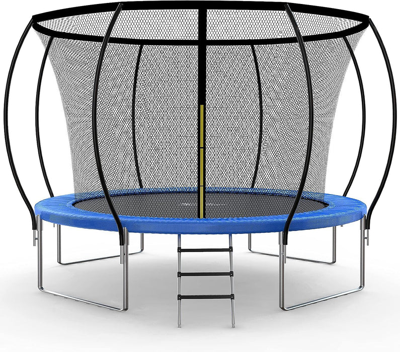 Simple Deluxe Recreational Trampoline With Enclosure Net 14Ft Wind Stakes- Outdoor Trampoline For Kids And Adults Family Happy Time, Astm Approved -Blue 14Ft