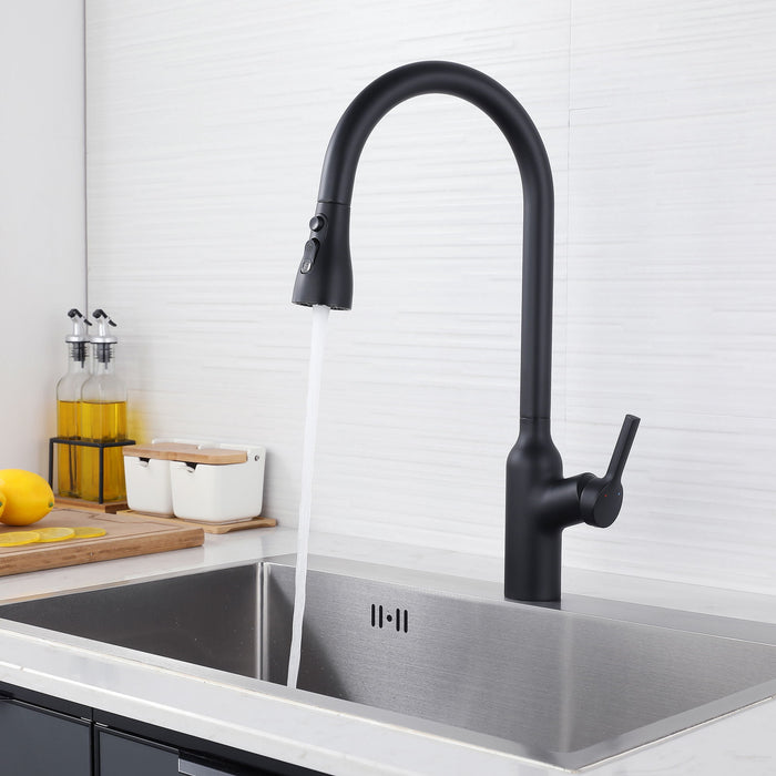 Kitchen Faucet With Pull Down Sprayer Matte Black, High Arc Single Handle Kitchen Sink Faucet, Modern Steel Kitchen Faucets