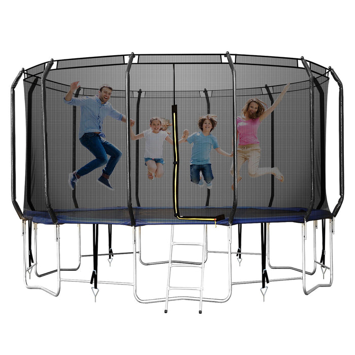 Outdoor Jumping Trampoline With Safety Enclosure Net - Black