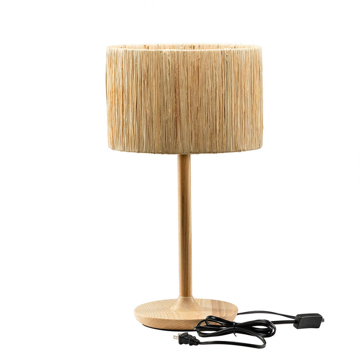 Thebae Solid Wood 21. 3" Table Lamp With In Line Switch Control And Grass Made Up Lampshade