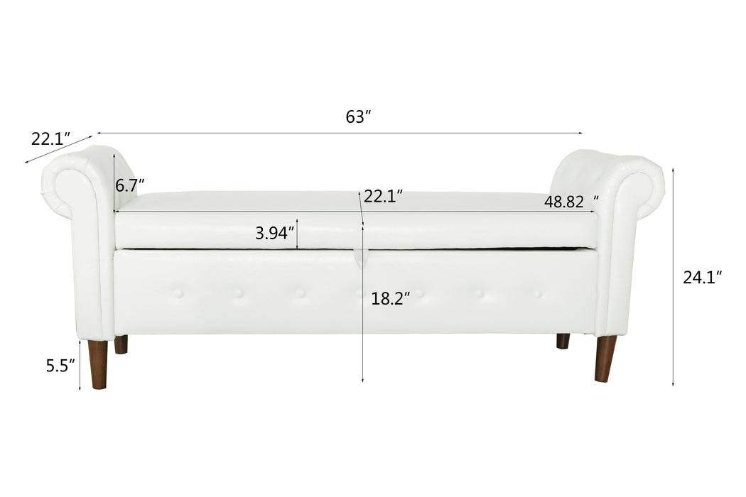 White Multifunctional Storage Rectangular Sofa Stool