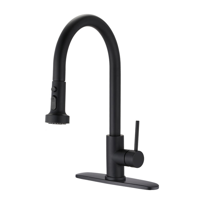 Stainless Steel Pull Down Kitchen Faucet With Soap Dispenser Matte Black