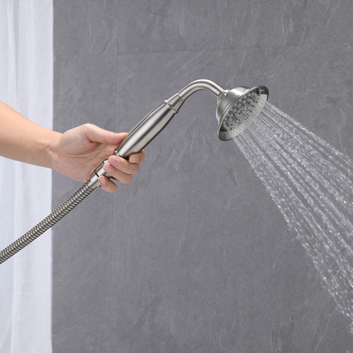 Freestanding Tub Filler Bathtub Faucet Brushed Nickel With Hand Held Shower Floor - Mount