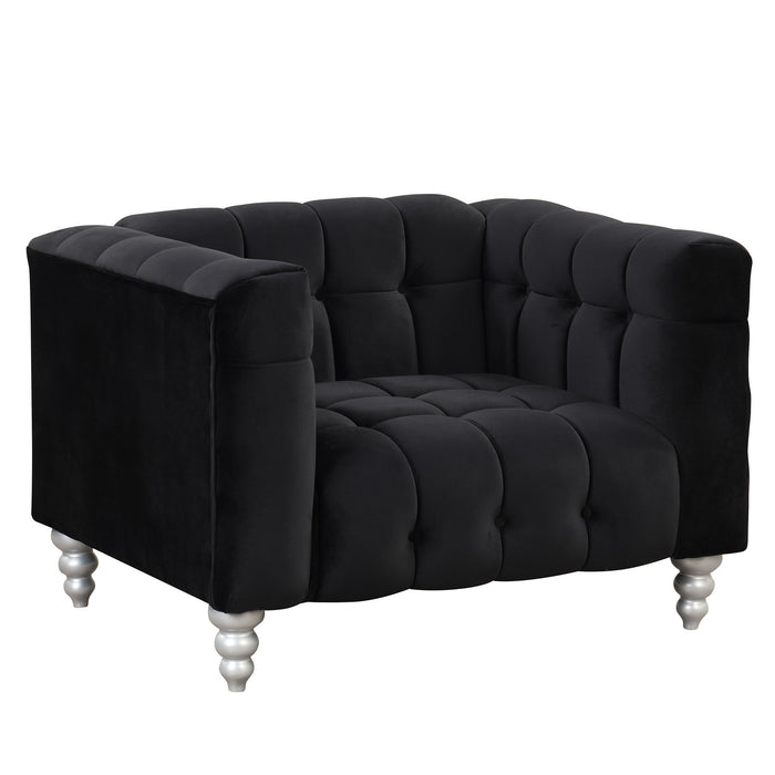 42" Modern Sofa Dutch Fluff Upholstered Sofa With Solid Wood Legs, Buttoned Tufted Backrest,