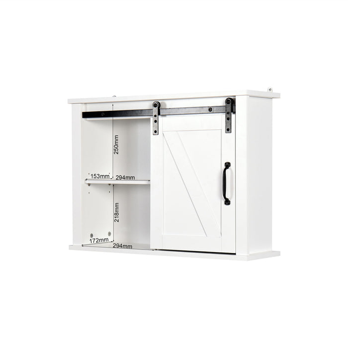 Bathroom Wall Cabinet With 2 Adjustable Shelves Wooden Storage Cabinet With Barn Door 27.1" x 7.8" x 19.68"