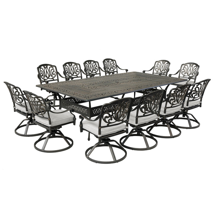 Rectangular 12 Person 108.07" Dining Set With Cushions