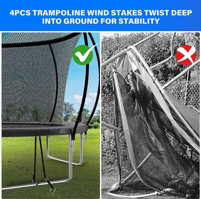 Simple Deluxe Recreational Trampoline With Enclosure Net 12Ft Wind Stakes- Outdoor Trampoline For Kids And Adults Family Happy Time, Astm Approved -Black 12Ft