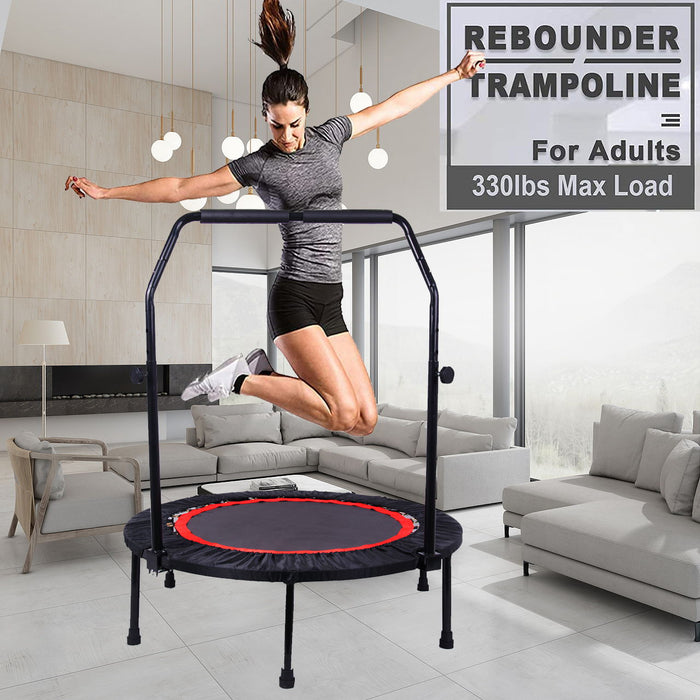 40" Mini Exercise Trampoline For Adults Or Kids - Indoor Fitness Rebounder Trampoline With Safety Pad Max. Load 300Lbs - Black
