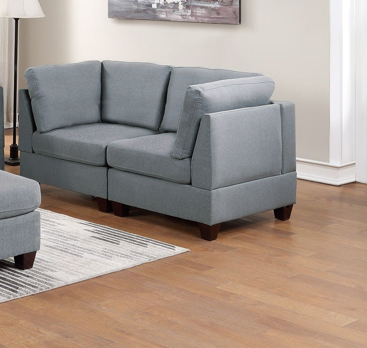 Modular Sofa Set 6 Piece Set Living Room Furniture Sofa Loveseat Couch Gray Linen Like Fabric 4 Corner Wedge 1 Armless Chair And 1 Ottoman