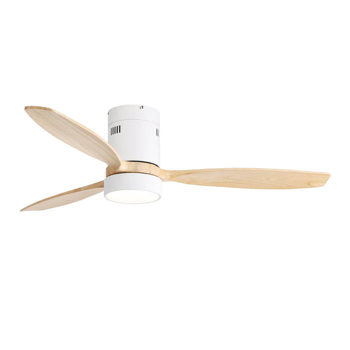 Flush Mount Ceiling Fan DC 3 Solid Wood Fan Blade Noiseless Reversible Motor Remote Control With Light