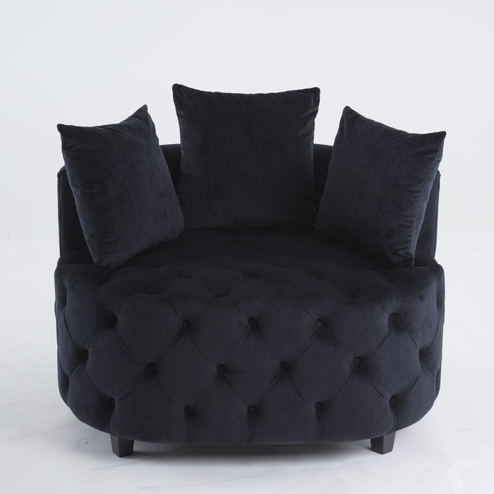 A&A Furniture, Accent Chair/Classical Barrel Chair For Living Room/Modern Leisure Sofa Chair - Black