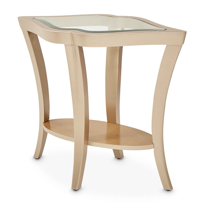 Malibu Crest - End Table with Glass Top - Chardonnay