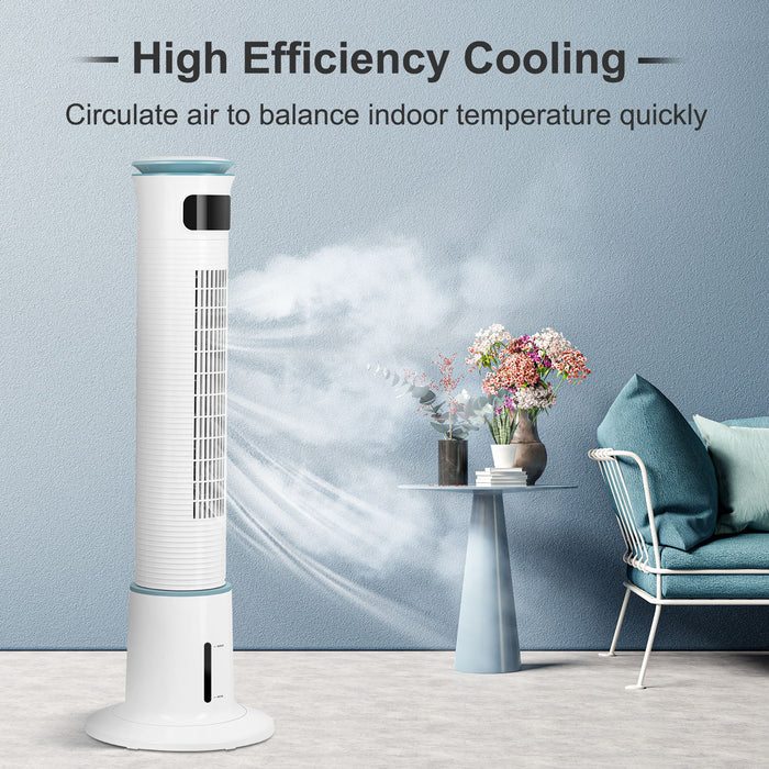 Simple Deluxe Mist Tower Fan, 12 Speeds & 3 Modes Settings Standing Fan, 15 Hour Timing Closure Cooling Fan, Low Noise, 43 Inches, White