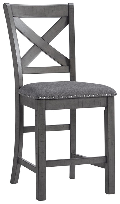 Myshanna - Gray - Upholstered Barstool (Set of 2)