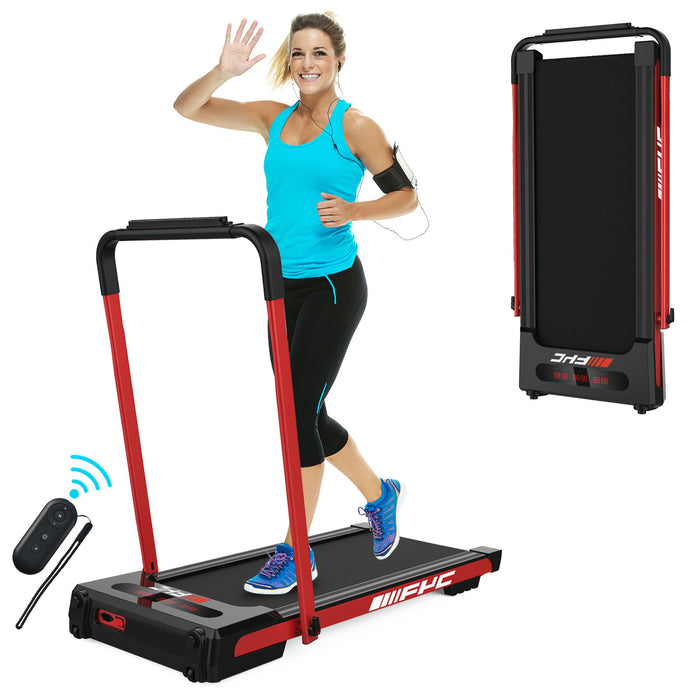 Fyc 2 In 1 Under Desk Treadmill 2. 5 Hp Folding Treadmill For Home, Installation Free Foldable Treadmill Compact Electric Running Machine, Remote Control & Led Display Walking Running Jogging, Red
