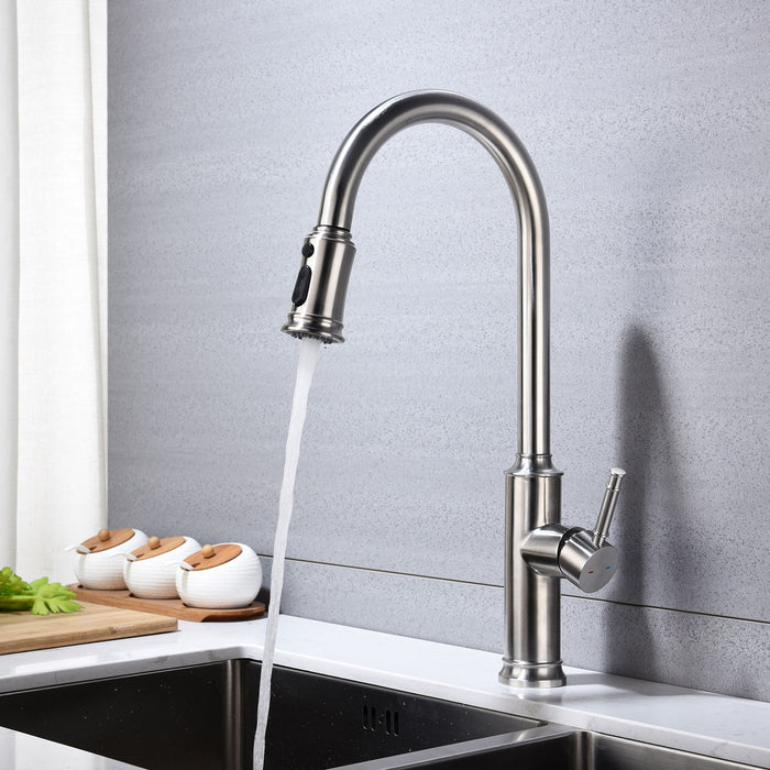 Kitchen Faucet, Pull -Out Sprayer - Brushed Nickel