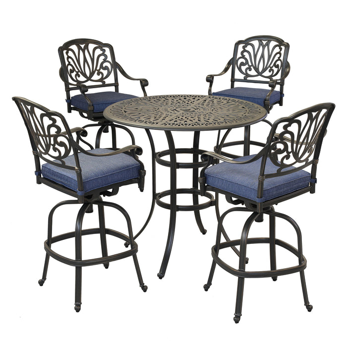 Round 4 Person 42" Long Bar Height Dining Set With Cushions
