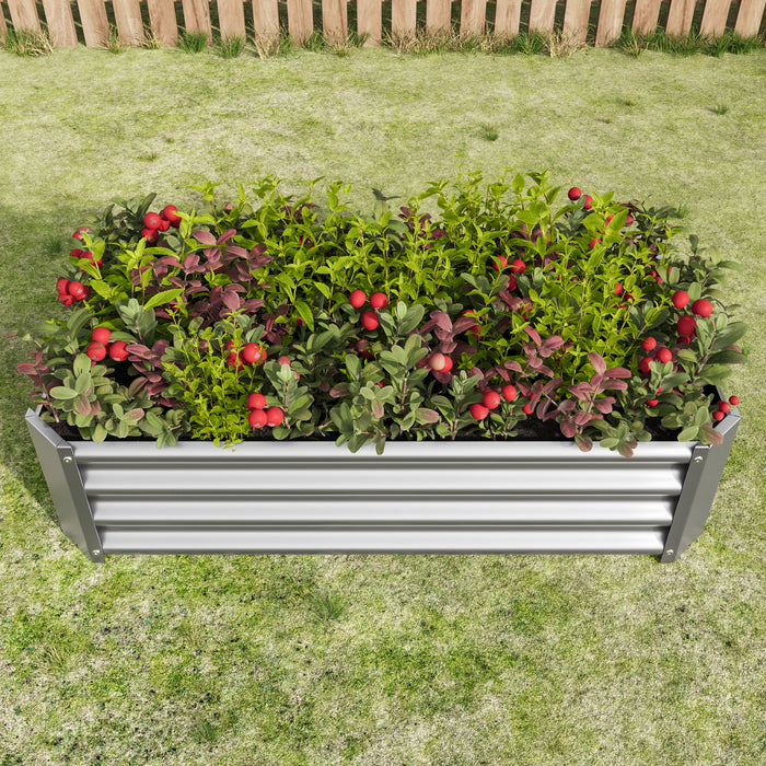 Metal Raised Garden Bed, Rectangle Raised Planter For Flowers Plants, Vegetables Herb Veezyo Silver
