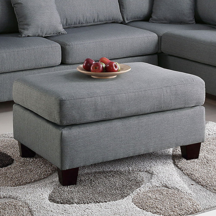 Polyfiber Reversible Sectional Sofa With Ottoman In Gray