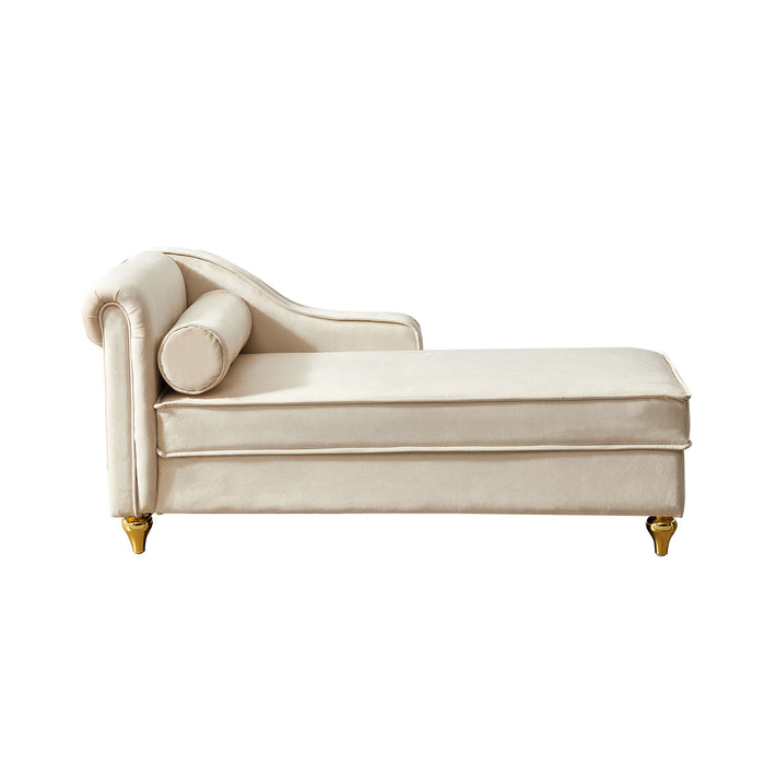 Modern Upholstery Chaise Lounge Chair With Storage Beige