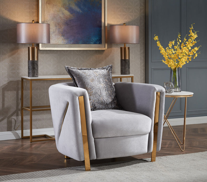 Chanelle Thick Velvet Upholstered Chair Made With Wood In Gray