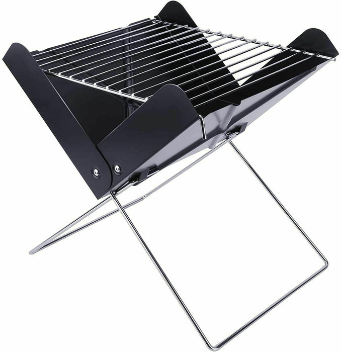 Yssoa 12 Portable Grill Charcoal Barbecue Grill - Folding Grill Notebook Shape Charcoal Grill, Detachable Collapsible, Mini Tabletop Camping Grill Bbq, Black