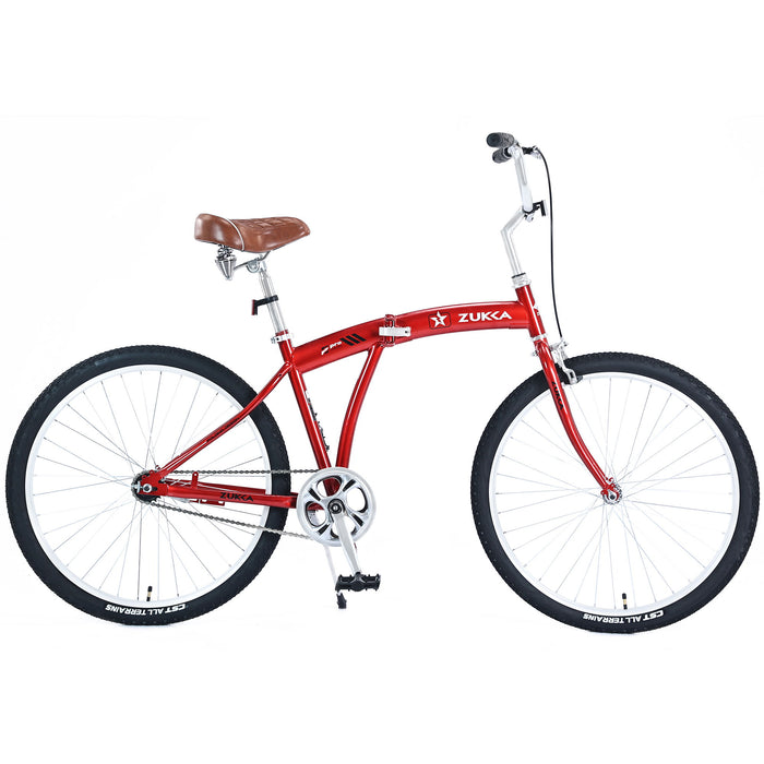 Single Speed Folding Bicycles, Multiple Colors 26" Beach Cruiser Bike - Red