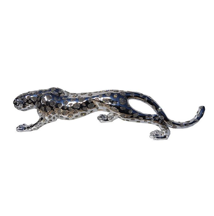 Ambrose Diamond Encrusted Chrome Plated Panther (21" X 5"W X 5. 5"H)