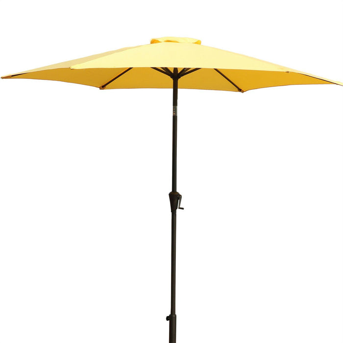 8.8 Feet Outdoor Aluminum Patio Umbrella, Patio Umbrella, Market Umbrella With 33 Pounds Round Resin Umbrella Base, Push Button Tilt And Crank Lift, Yellow