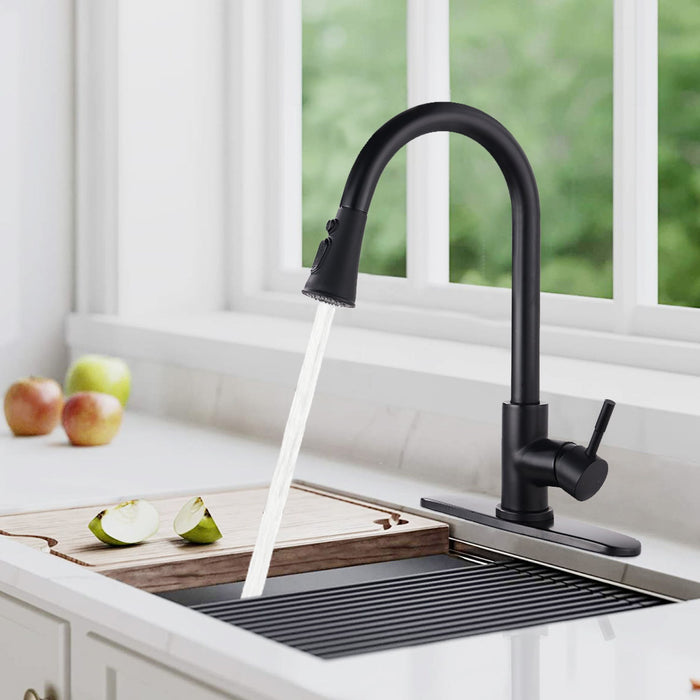 Pull Down Kitchen Faucet With Sprayer Stainless Steel Matte Black