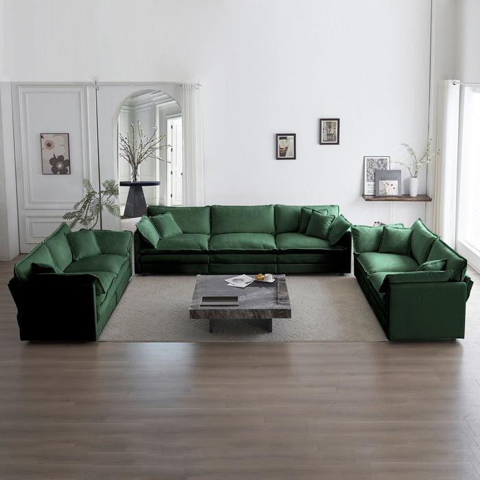 3 Piece Sofa Set Oversized Sofa Comfy Sofa Couch, 2 Pieces Of 2 Seater And 1 Piece Of 3 Seater Sofa For Living Room, Deep Seat Sofa Green Chenille