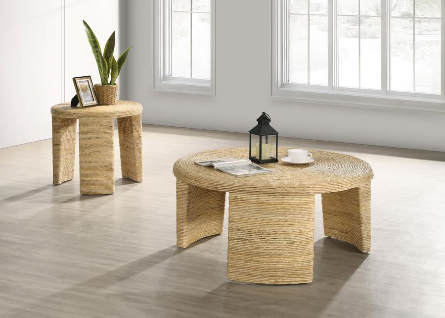 Artina - Woven Rattan Round Coffee Table - Natural