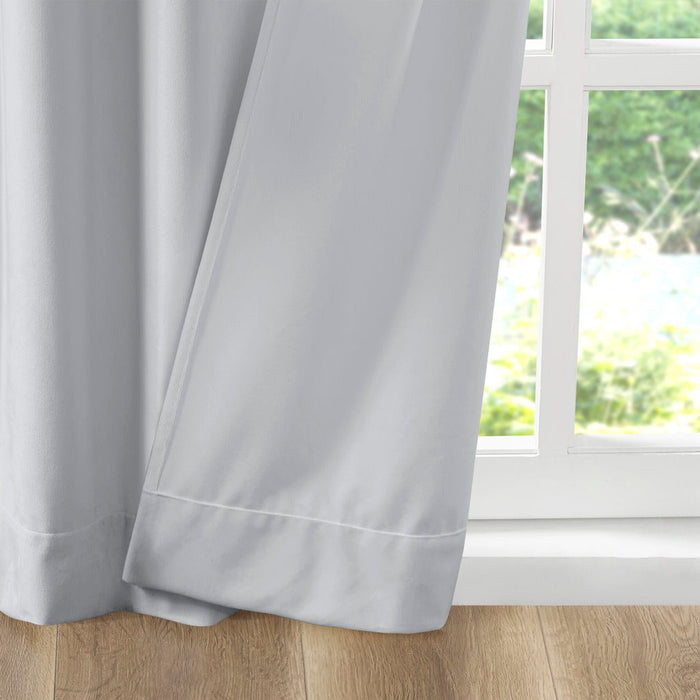 Room Darkening Poly Velvet Rod Pocket / Back Tab Curtain Panel Pair - Light Grey